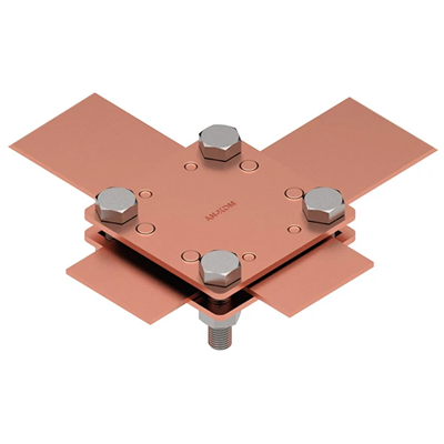 Cross connector 2 plates 4 x M8 tape width 30mm copper