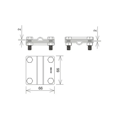 Cross connector /large/ B=40 mm (3 plates-4xM8) hot-dip galvanized