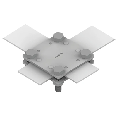 Cross connector /large/ B=50 mm (3 plates-4xM8) stainless