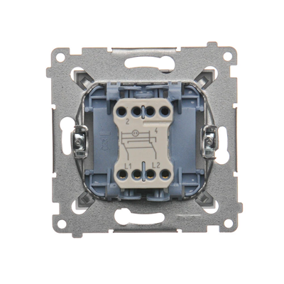 Cross connector with LED backlight (module) 10A 250V quick connectors silver (metallic)