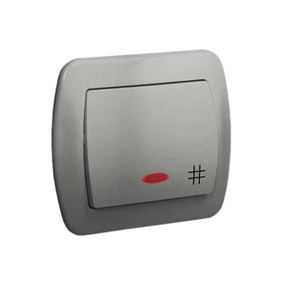 Cross switch with backlight 230V, metallic silver