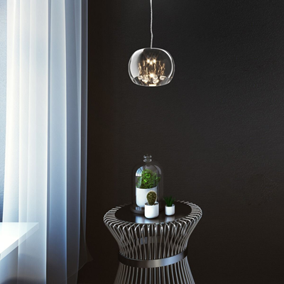 CRYSTAL Einzelne Pendelleuchte 28 cm Chrom