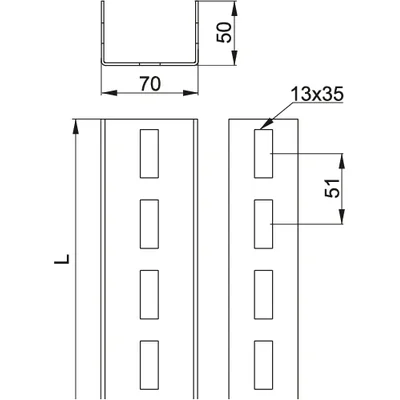 CT70H50/4NMC Ceownik gr. blachy - 3 mm