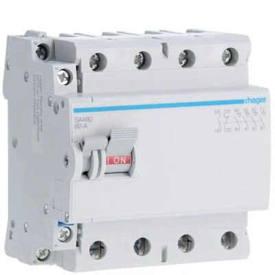 Čtyřpólový 80A izolační spínač s pomocnými kontakty