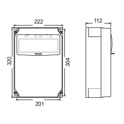Cuadro de distribución de plástico serie ECOLINE fijo 32/5 16/5 2GS R.L-0-P sin protección