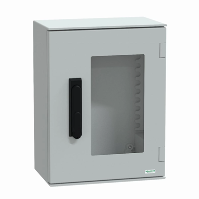 Custodia pensile in poliestere Thalassa PLM con porta trasparente, serratura a 3 punti IP66 430x330x200mm