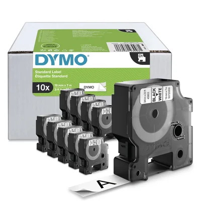 D1 tape - 19 mm x 7 m, black / white - VALUE PACK 10 pcs.
