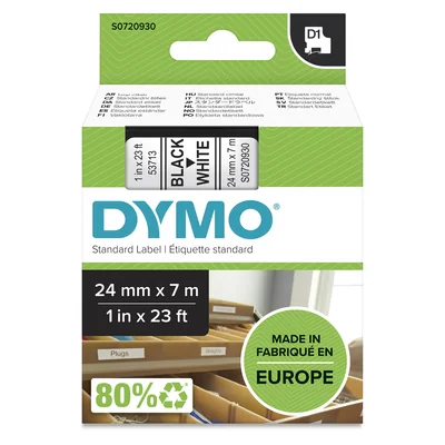 D1 Tape - 24 mm x 7 m, black / white