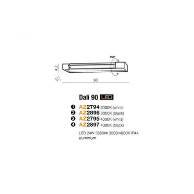 DALI 90 Lampa ścienna biała 4000K