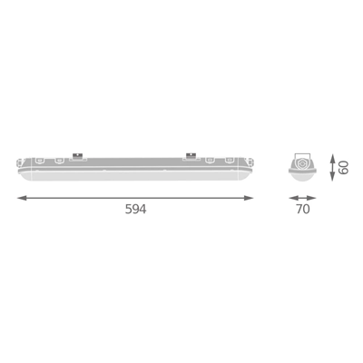 DAMP PROOF ECO GEN 3 Apparecchio LED ermetico 21W 2835lm 4000K IP65 120° 60cm grigio