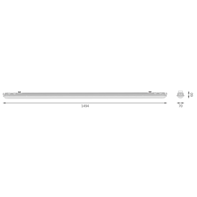 DAMP PROOF ECO GEN 3 Oprawa hermetyczna LED 52W 7020lm 4000K IP65 120° 150cm szara