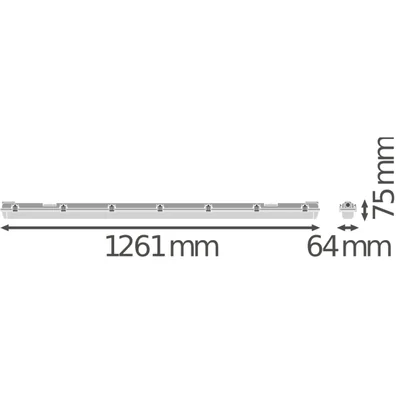 DAMP PROOF HOUSING Luminaire industriel à une lampe T8 LED 230V IP65 1265mm gris