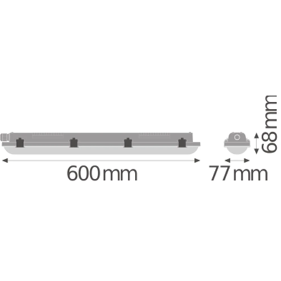 DAMP PROOF VALUE Hermetic LED luminaire 18W 2160lm IP65 4000K NW 600mm gray