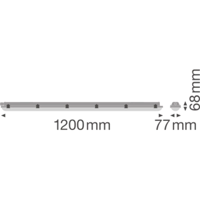 DAMP PROOF VALUE Hermetic LED luminaire 20W 2400lm IP65 4000K NW 1200mm gray