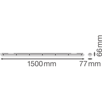 DAMP PROOF VALUE Hermetic LED luminaire 25W 3000lm IP65 4000K NW 1500mm gray