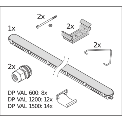 DAMP PROOF VALUE Hermetic LED luminaire 50W 6000lm IP65 4000K NW 1500mm gray