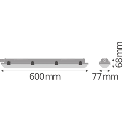 DAMP PROOF VALUE Hermetische LED-Leuchte 9W 1080lm IP65 4000K NW 600mm grau