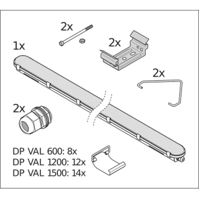 DAMP PROOF VALUE Oprawa hermetyczna LED 50W 6000lm IP65 4000K NW 1500mm szara