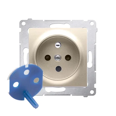 DATA-Buchse mit Berechtigungsschlüssel (Modul) 16A 250V Schraubklemmen Gold (metallisch)