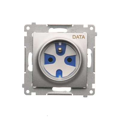 DATA-Buchse mit Berechtigungsschlüssel (Modul) 16A 250V Schraubklemmen silber (metallic)