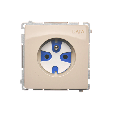 DATA plug socket with grounding and authorization key (module) 16A 230V beige