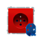 DATA plug socket with grounding and authorization key (module) 16A 230V red