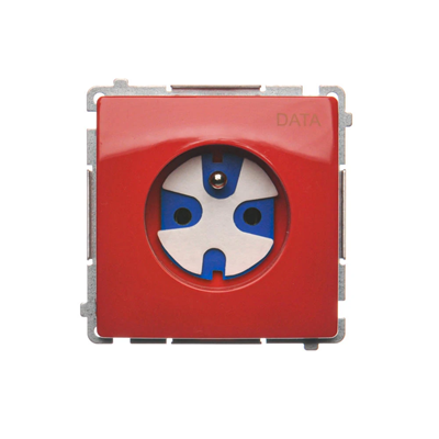 DATA plug socket with grounding and authorization key (module) 16A 230V red