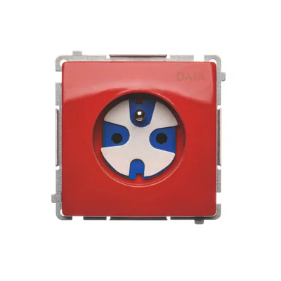 DATA plug socket with grounding and authorization key (module) 16A 230V red