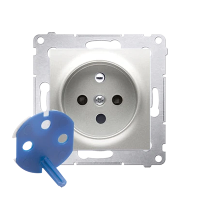 DATA socket with authorization key (module) 16A 250V screw terminals silver (metallic)