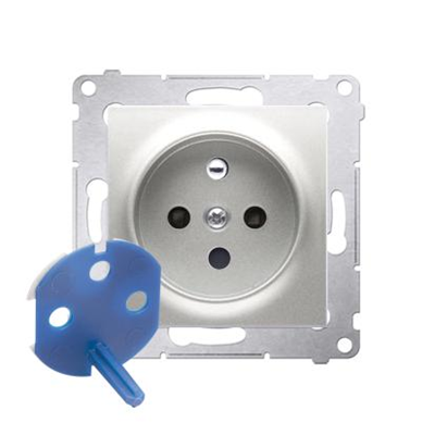 DATA socket with authorization key (module) 16A 250V screw terminals silver (metallic)