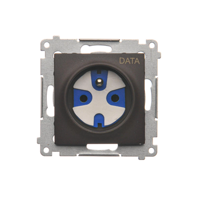 DATA socket with authorization key (module) 230V, brown matt metallic
