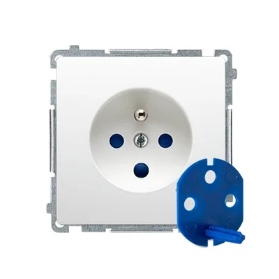 DATA zásuvka s uzemněním a autorizačním klíčem (modul) 16A 250V bílá