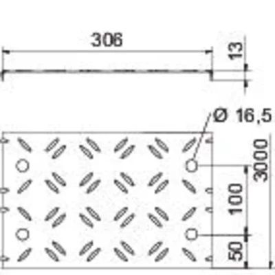 DBKR 300 FS Coperchio in lamiera bugnata per canaline portacavi BKRS