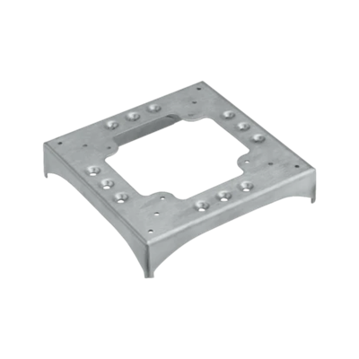 DCS ALU Base for floor trunking 2 notches 85x18 and 2 notches 130x18 90º stainless steel