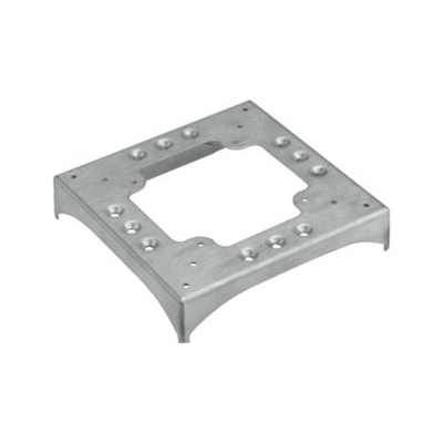 DCS ALU Base for floor trunking 2 notches 85x18 and 2 notches 130x18 90º stainless steel