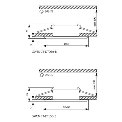 Deckenstrahler GWEN CT-DTO50 SCHWARZ