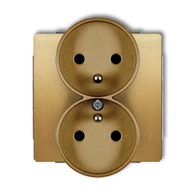 DECO Doppelsteckdosenmechanismus für DECO Softframe mit Erdung 2x(2P+Z) (Stromkreisblenden) vergoldet