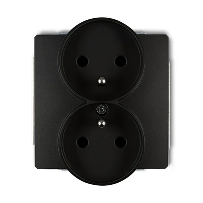 DECO Doppelsteckdosenmechanismus für DECO Softrahmen mit Erdung 2x(2P+Z) (Stromkreisblenden) schwarz matt