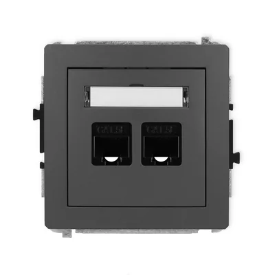 DECO Double computer socket mechanism 2xRJ45, cat. 5e, 8-pin, graphite matte