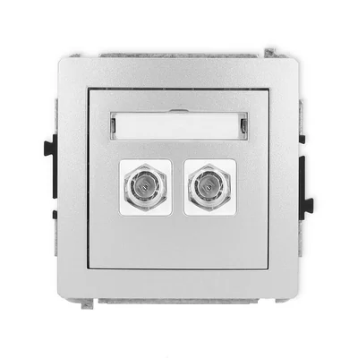 DECO Double F-Type Antenna Socket Mechanism (SAT) Nickel Silver Metallic