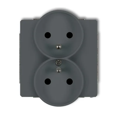DECO Double socket mechanism for DECO Soft frame with grounding 2x(2P+Z) (current circuit shutters) graphite matt