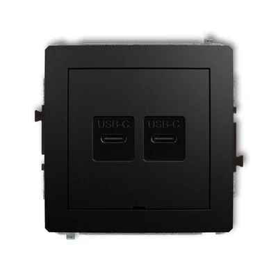DECO Mechanizm ładowarki USB podwójnej 2xUSB C, 20W max., bez pola opisowego czarny mat
