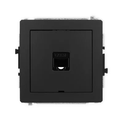 DECO Single computer socket mechanism 1xRJ45, cat. 5e, 8-pin, without labeling field, matte black