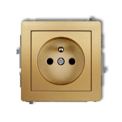 DECO Single socket mechanism with grounding 2P+Z (current circuit shutters) gold