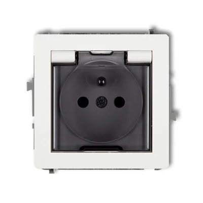 DECO Splash-proof socket mechanism with grounding 2P+Z (smoke flap, current path shutters) white matt