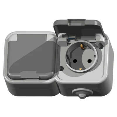 DELFINA Розетка подвійна із заземленням schuko сіра