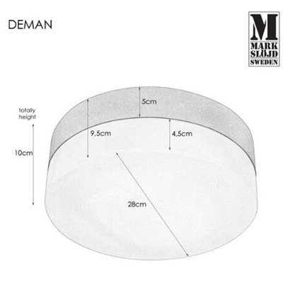 DEMAN IP44 Lámpara de techo negro/blanco