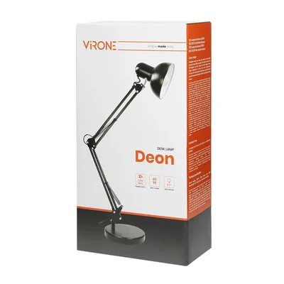 DEON, desk lamp, 60W, E27, tall, steel, white