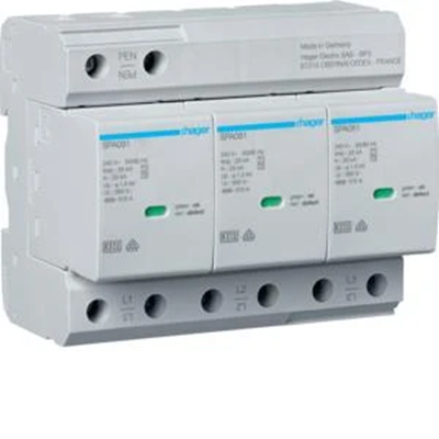 Descargador de sobretensiones combinado SPD T1+T2 3P TN-C 75kA 1.5kV