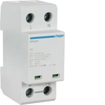 Descargador de sobretensiones SPD T1 combinado, 2P, TN-S/TT, Iimp 25kA, Up≤1,5kV